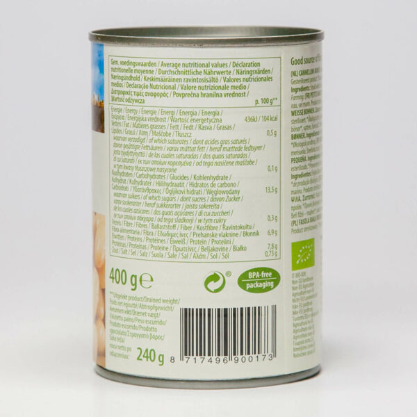 Biologische witte cannellini-bonen in blik 400g - Afbeelding 2