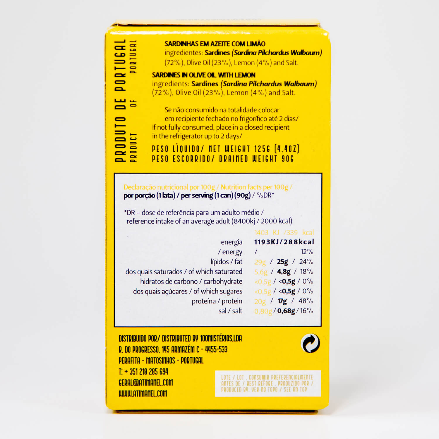 Sardines in olijfolie met citroen 125g Ati Manel - Afbeelding 2